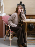 Ronia Fluffy Wrap Knit Kofta - Beige Melange