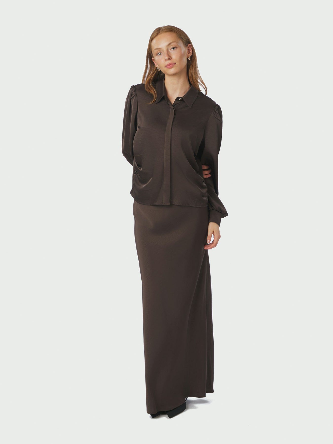 Fransala Heavy Sateen Shirt - Dark Brown