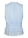 Ansol Solid Chiffon Top - Light Blue