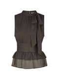 Ansol Chiffon Top - Mörkbrun