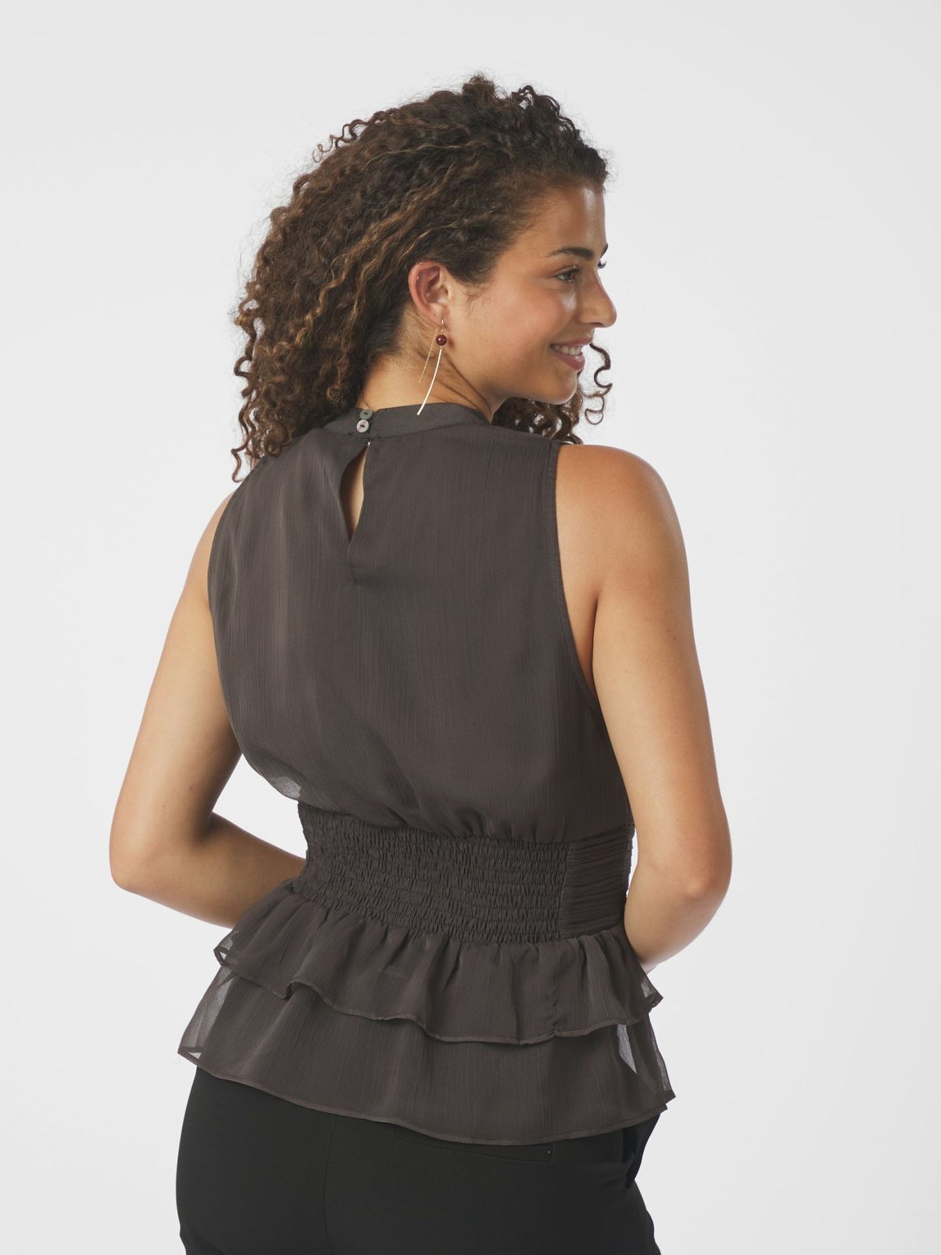 Ansol Chiffon Top - Mörkbrun