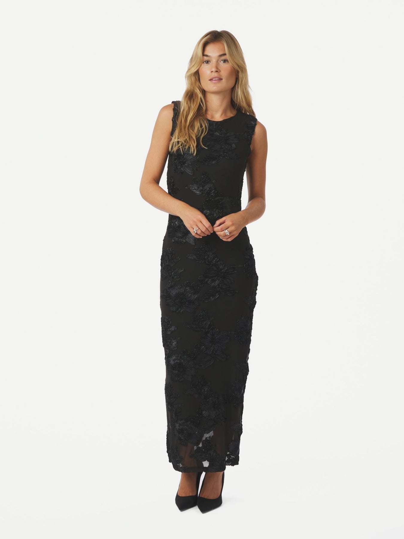 Tiranna Big Flower Mesh Dress - Svart