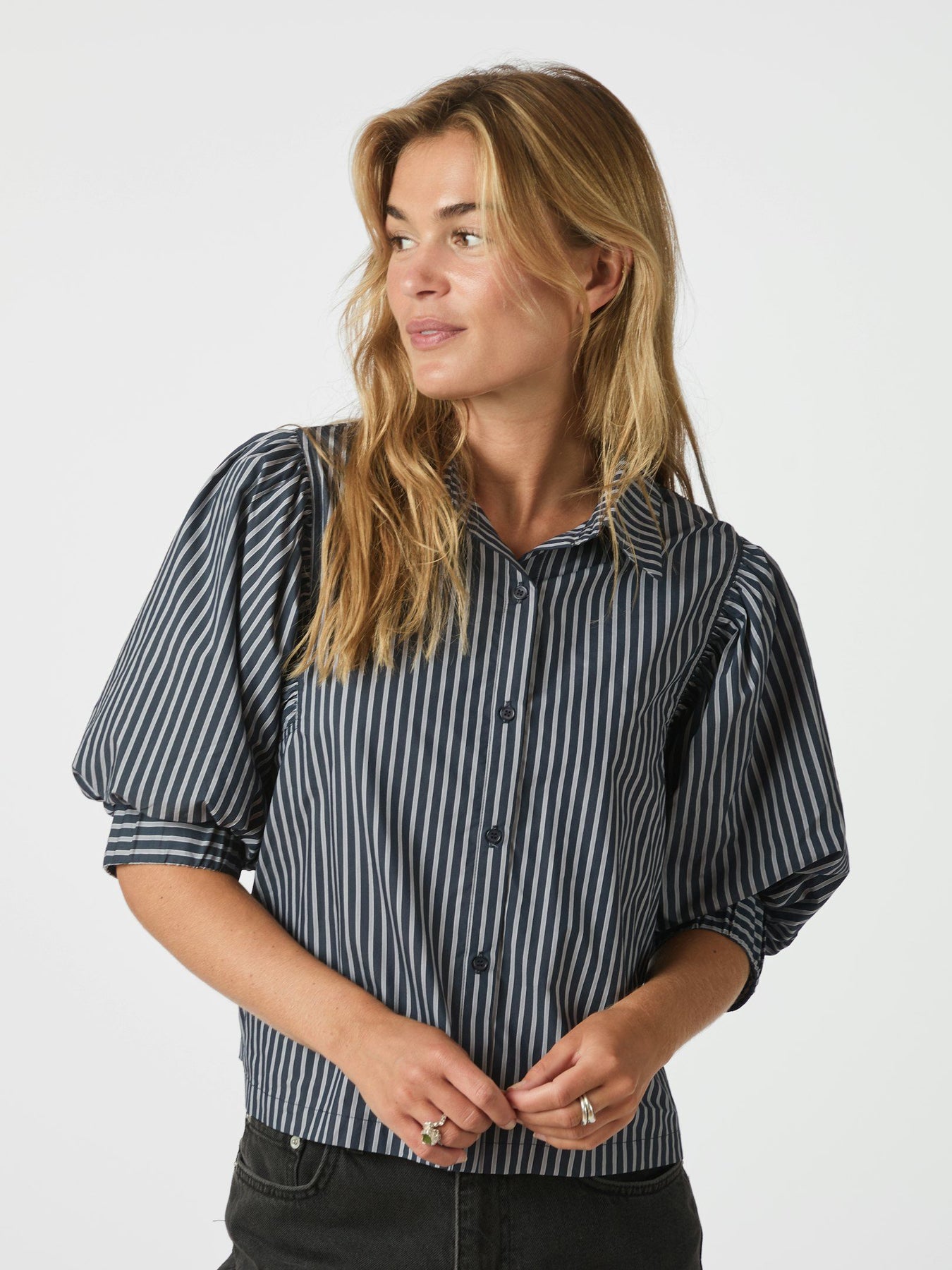 Etta Stripe Skjorta - Navy