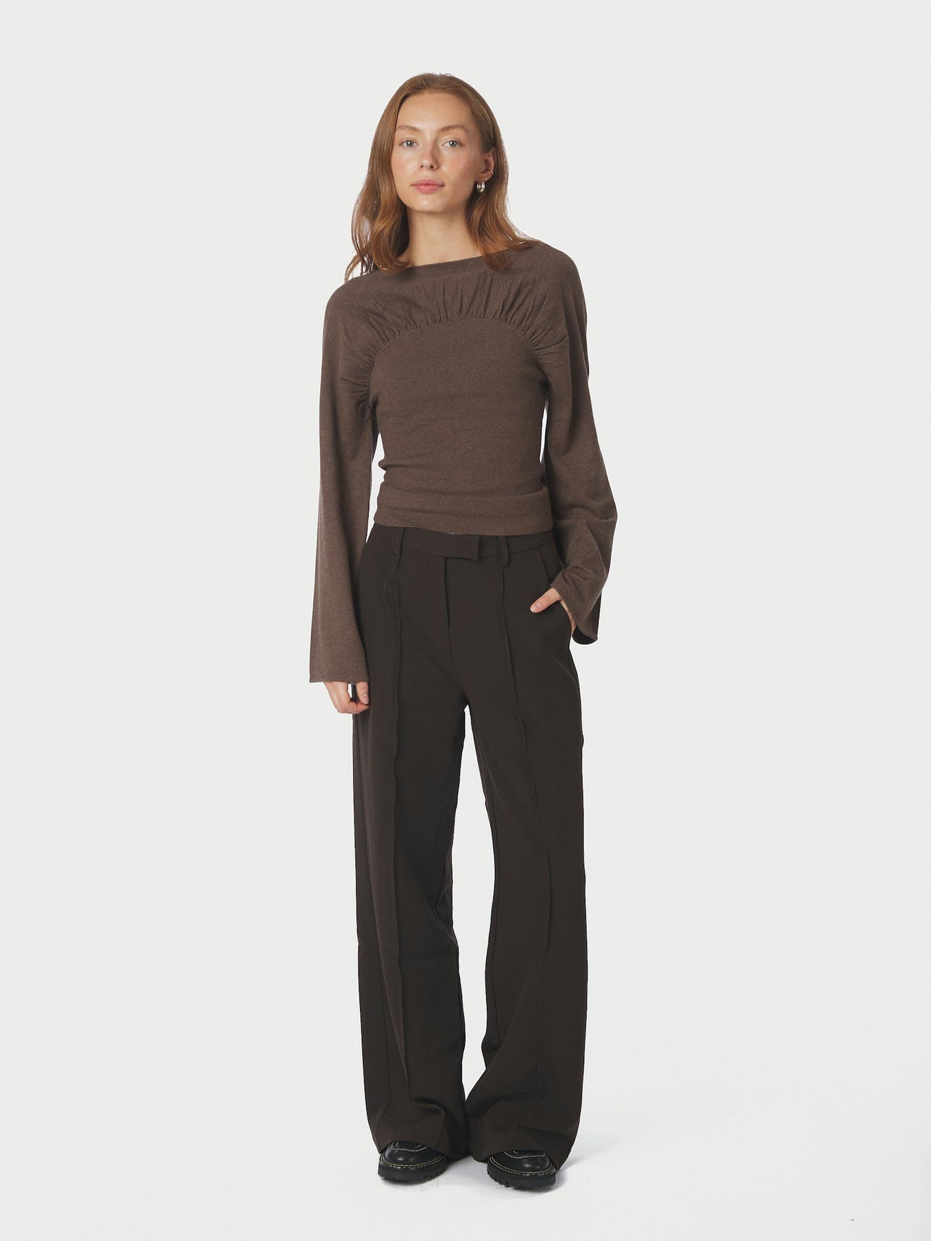 Kaiba Knit Blouse - Brown Melange