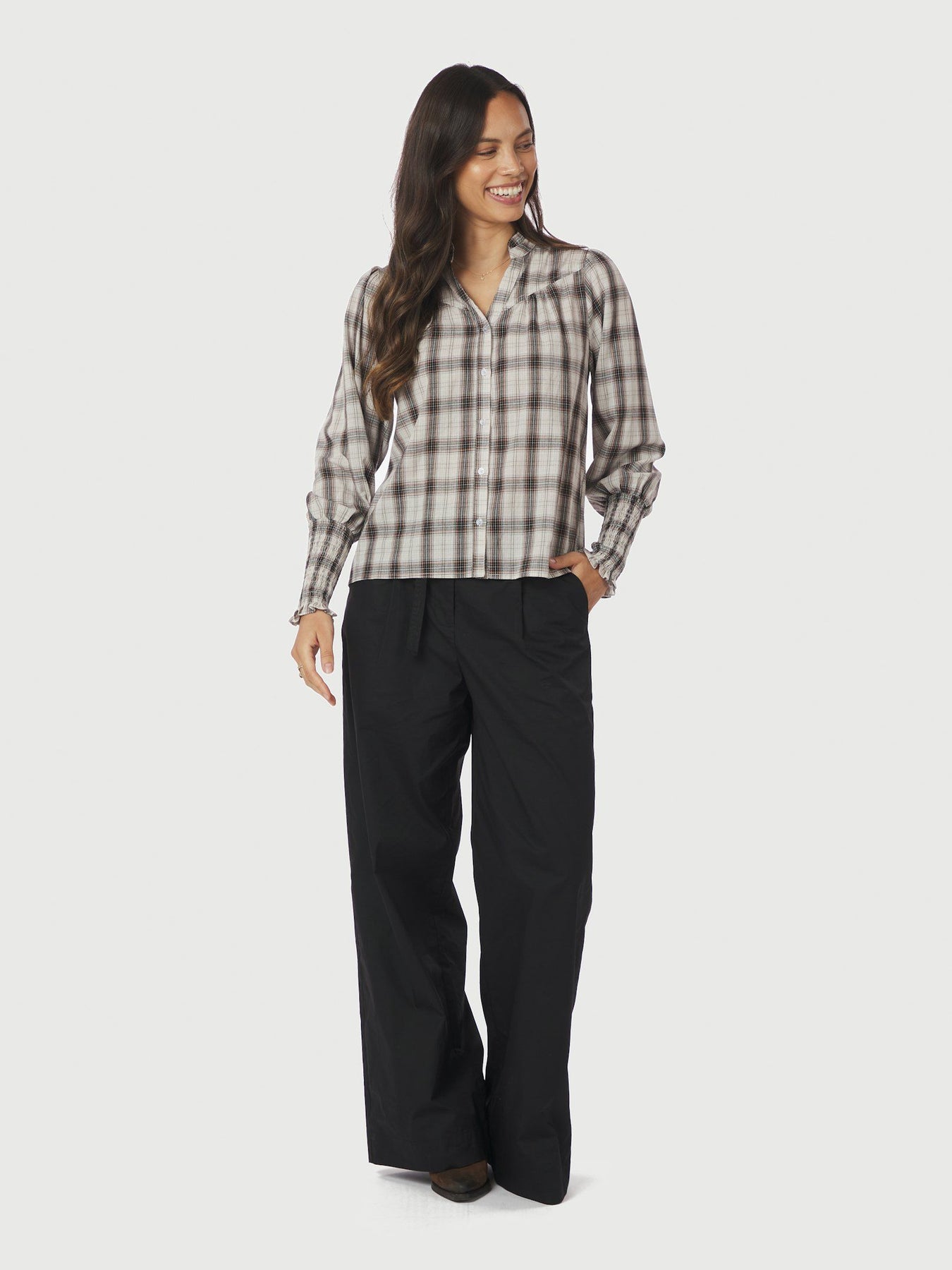 Camisa Big Check Blouse - Off White