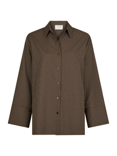Dita Striped Line Shirt - Dark Brown