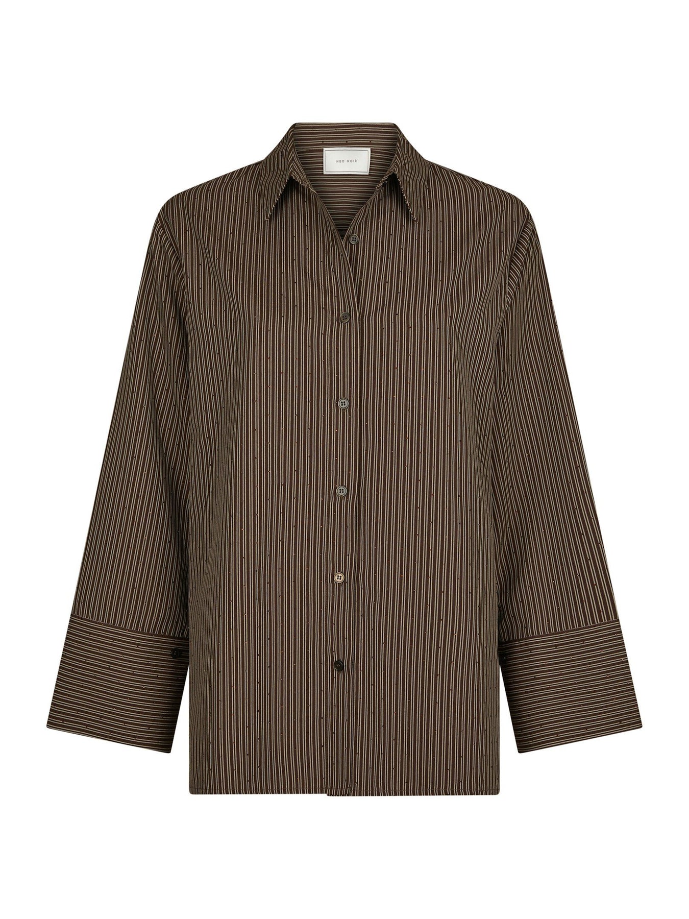 Dita Striped Line Skjorta - Mörkbrun