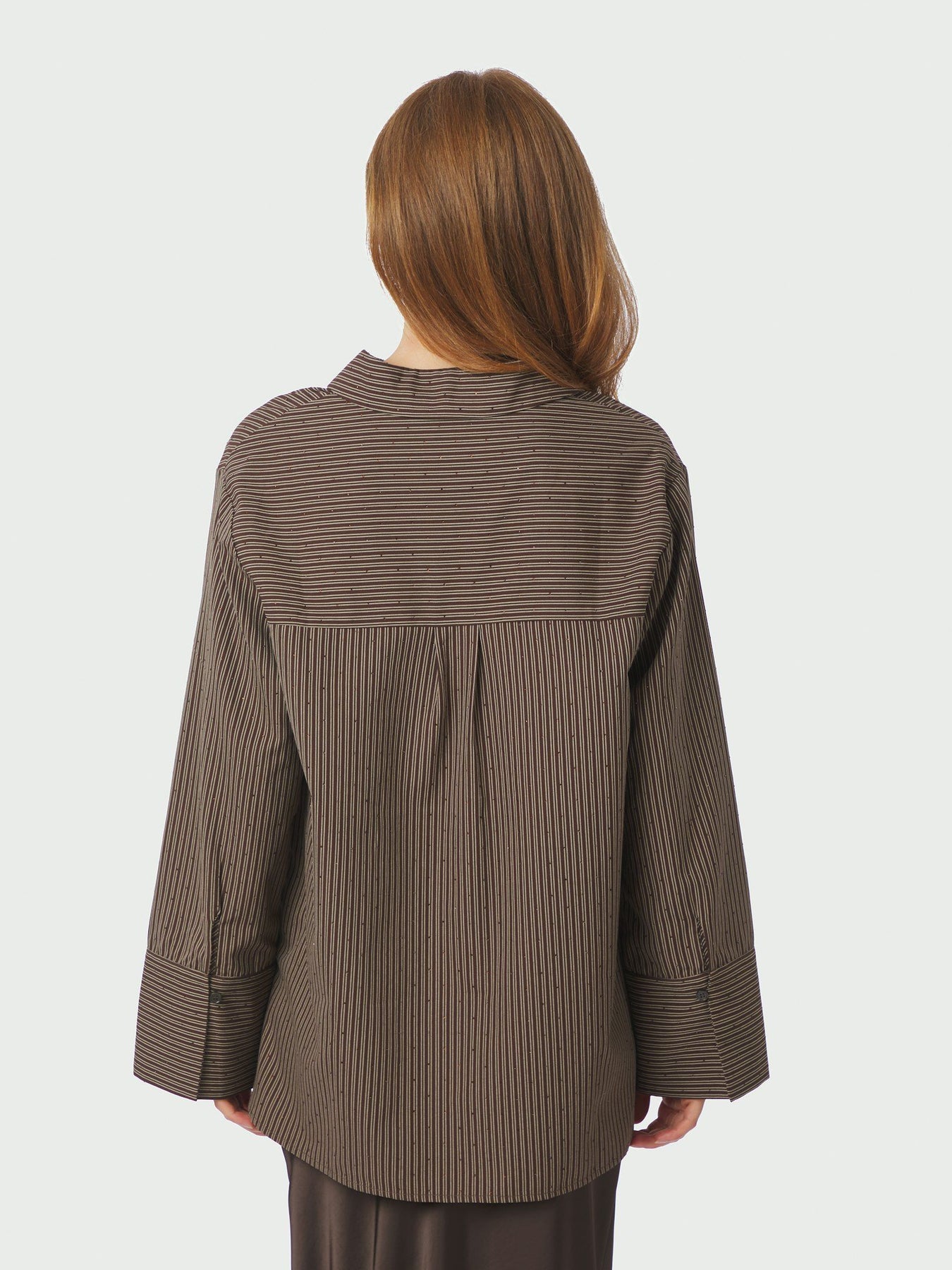 Dita Striped Line Skjorta - Mörkbrun