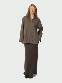 Dita Striped Line Shirt - Dark Brown