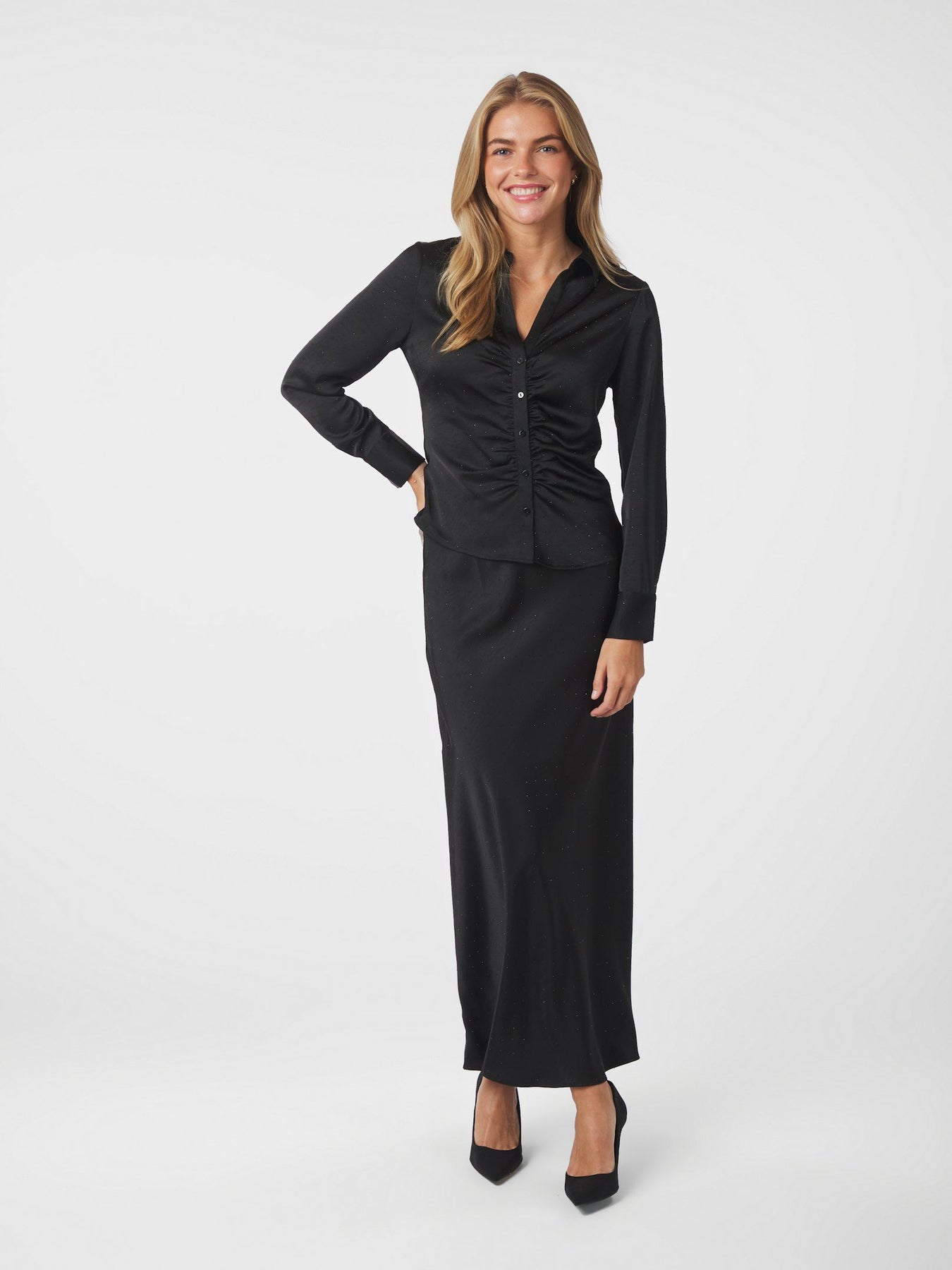 Christy Heavy Sateen Bedaz Shirt - Svart