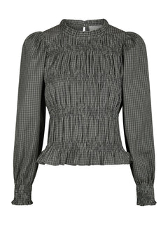 Marcia Check Blouse - Antracit