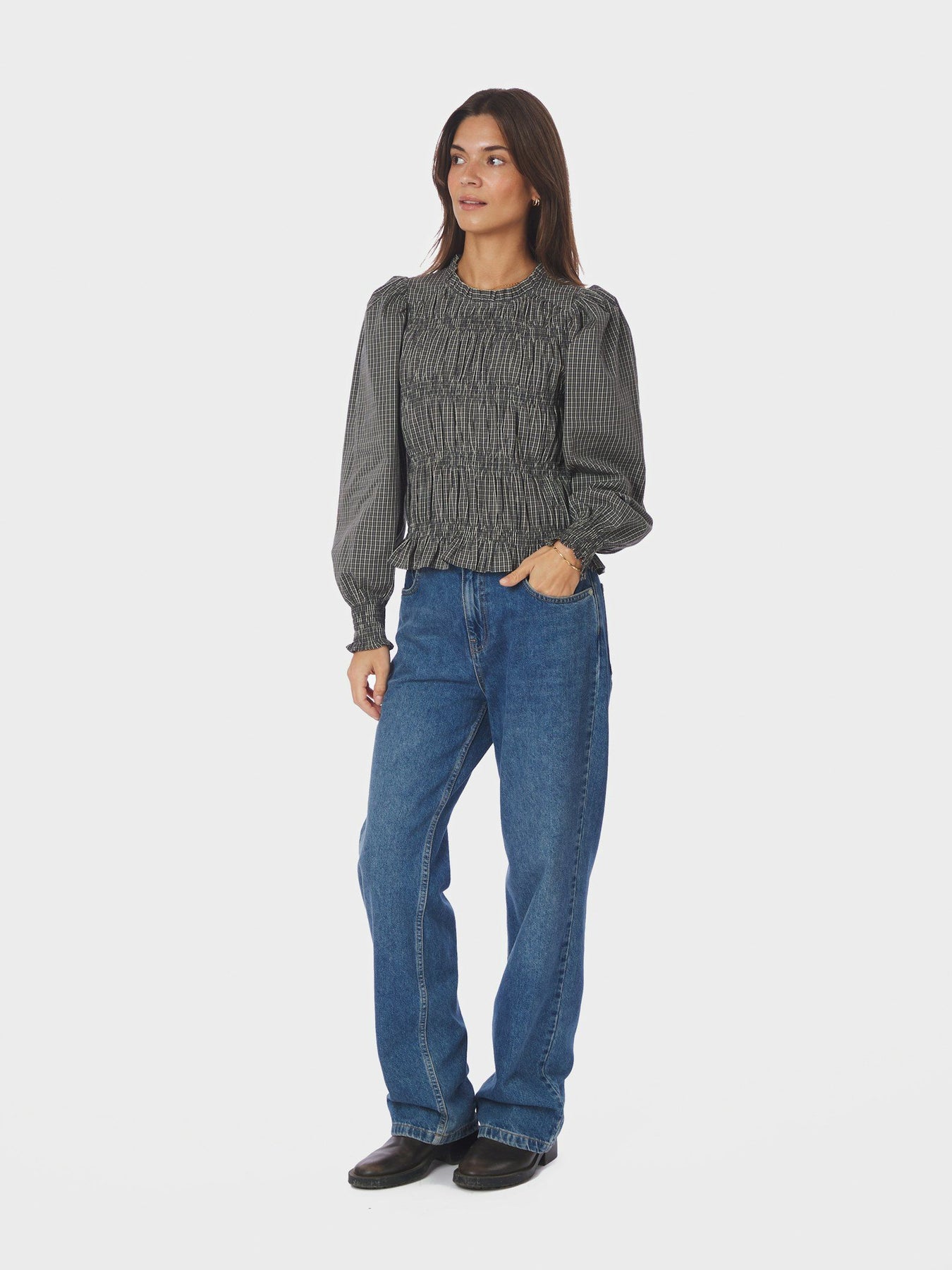 Marcia Check Blus - Antracit
