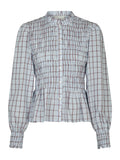 Mocca Smock Check Blus - Light Blue