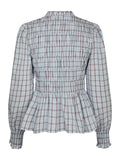 Mocca Smock Check Blus - Light Blue