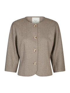 Mesto Light Herringbone Jacket - White/Brown