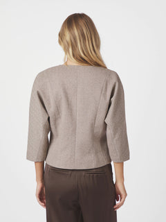 Mesto Light Herringbone Jacket - White/Brown