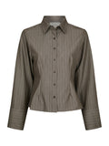 Rosa Pinstripe Melange Shirt - Dusty Brown