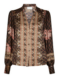 Massima Botanical Border Blus - Svart