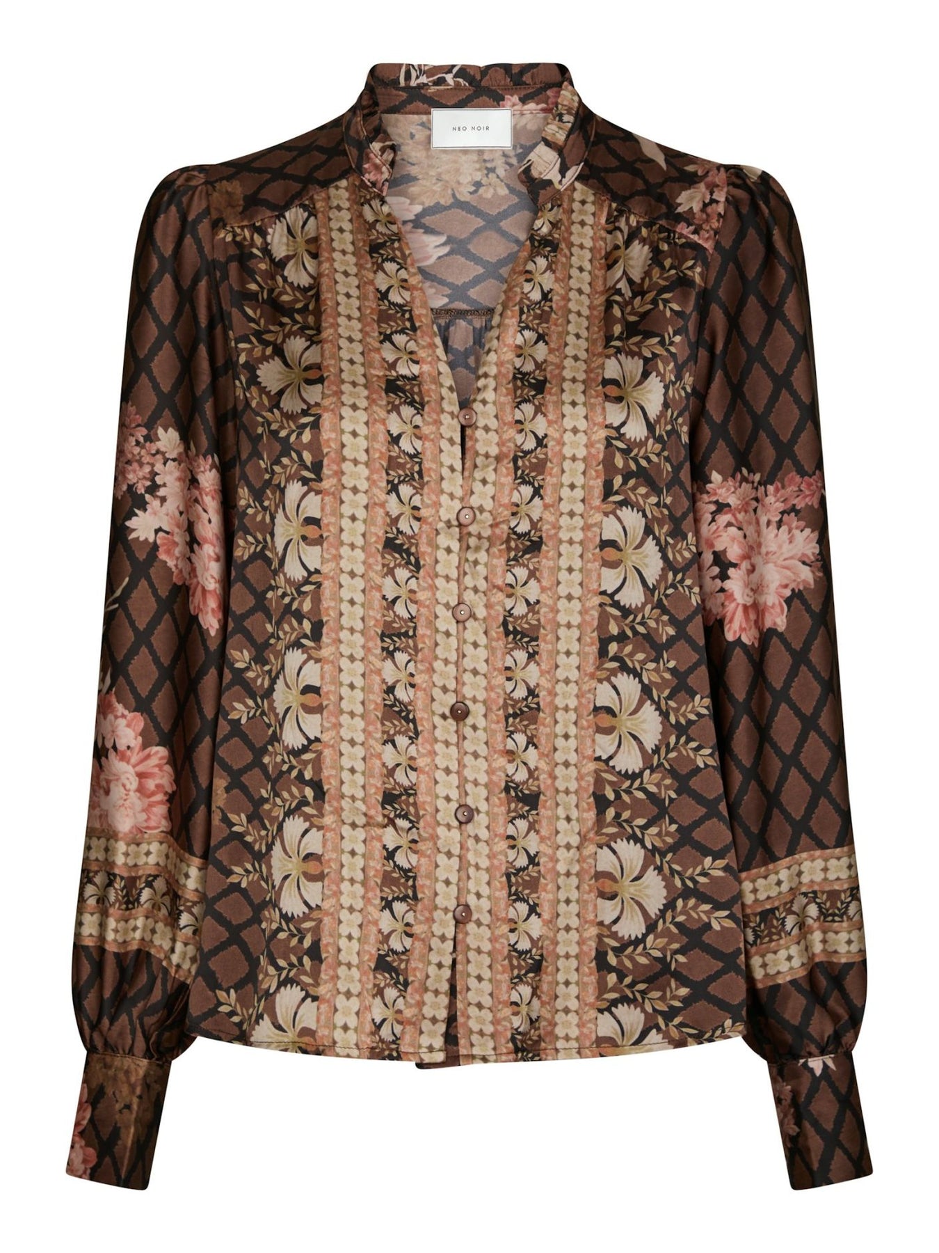 Massima Botanical Border Blus - Svart