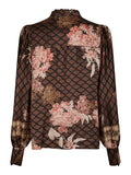 Massima Botanical Border Blus - Svart