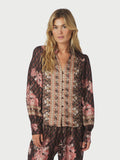 Massima Botanical Border Blus - Svart