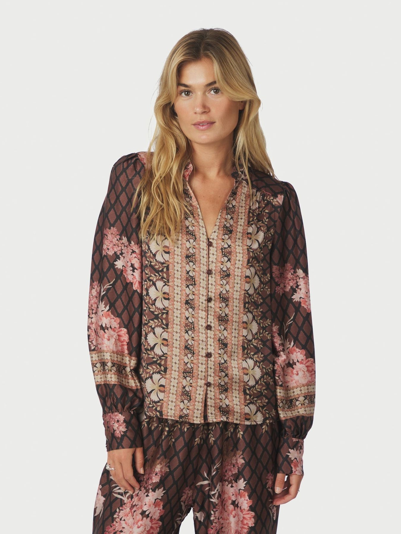 Massima Botanical Border Blus - Svart