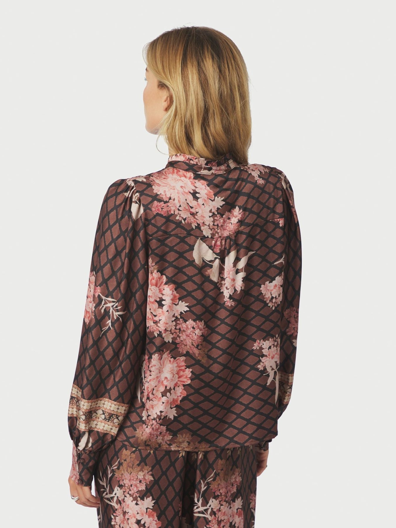 Massima Botanical Border Blus - Svart