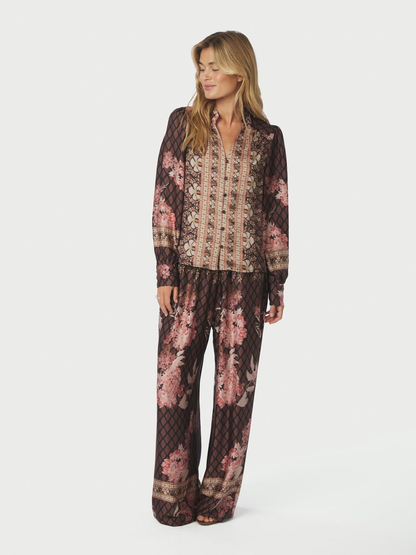 Massima Botanical Border Blus - Svart