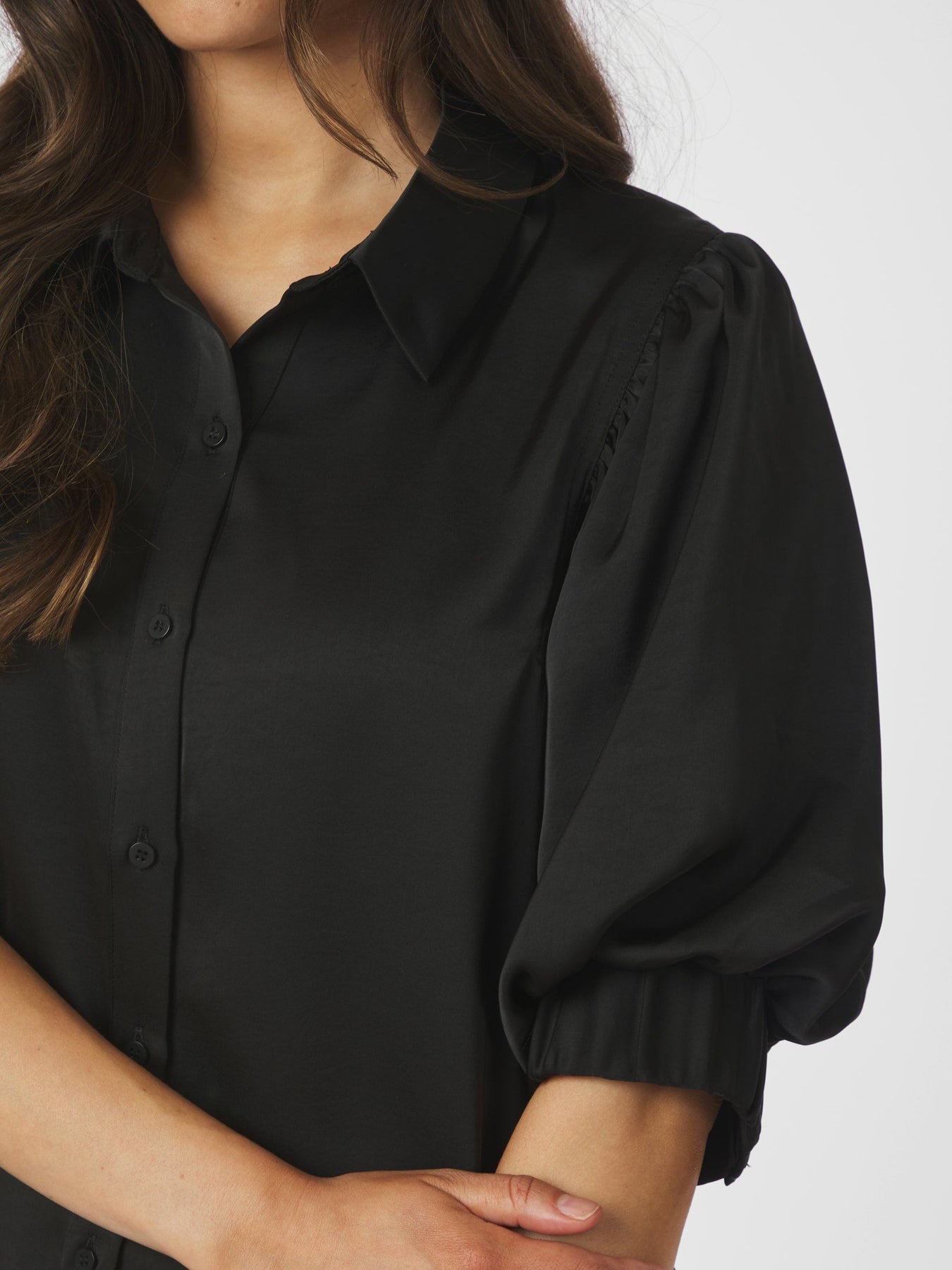 Etta Heavy Sateen Shirt - Svart