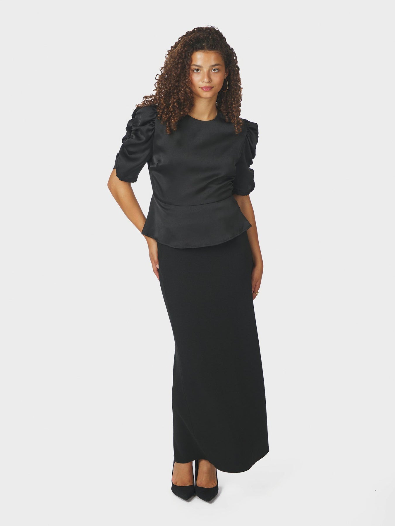 Benua Heavy Sateen Blouse - Svart
