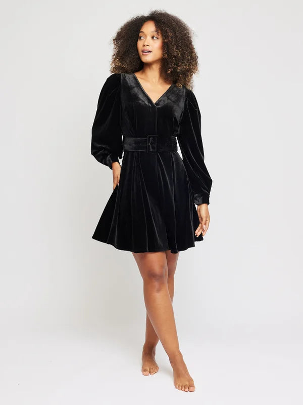 Hadley Velour Dress - Black