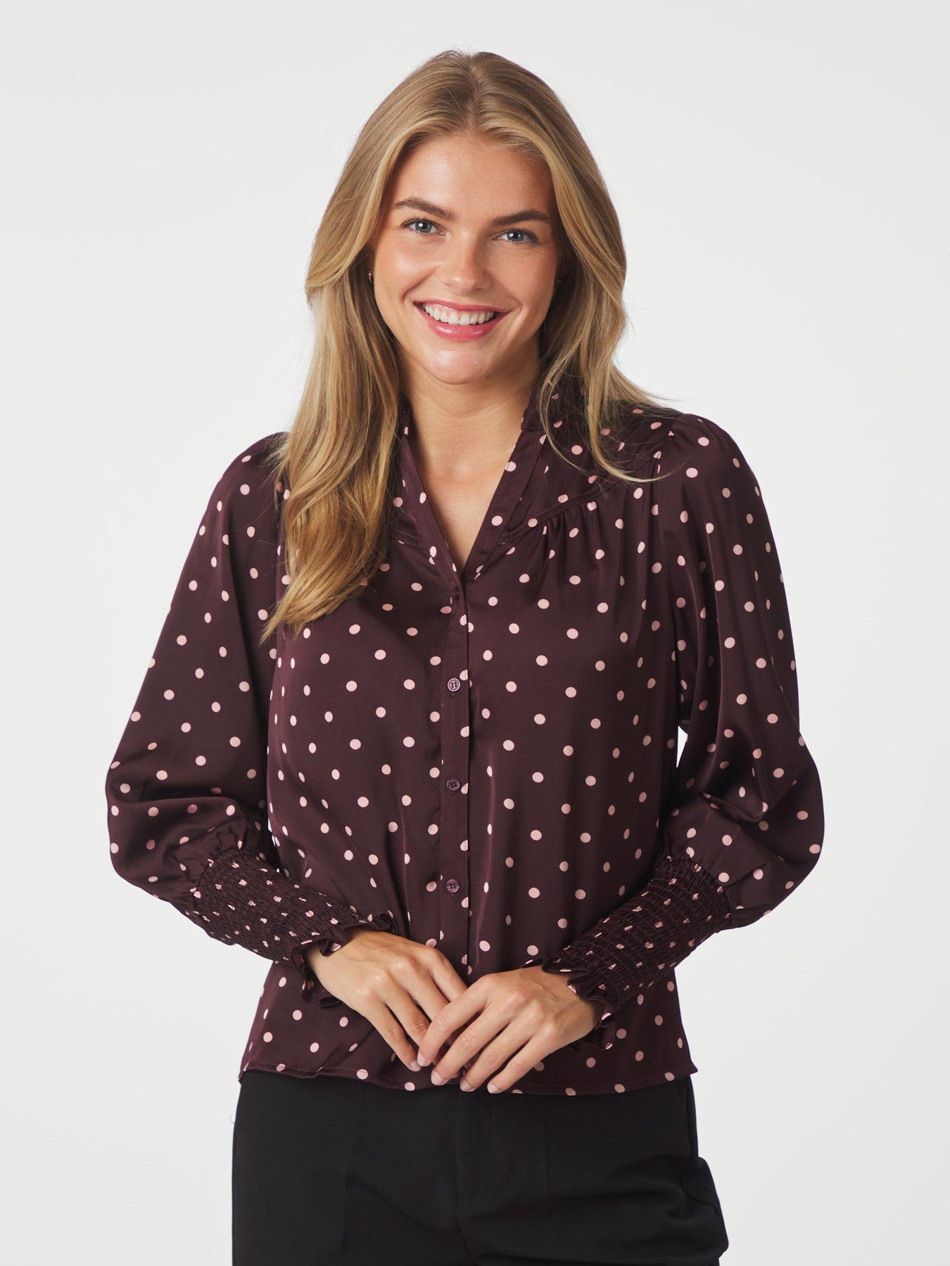 Camisa Dot Blouse - Burgundy