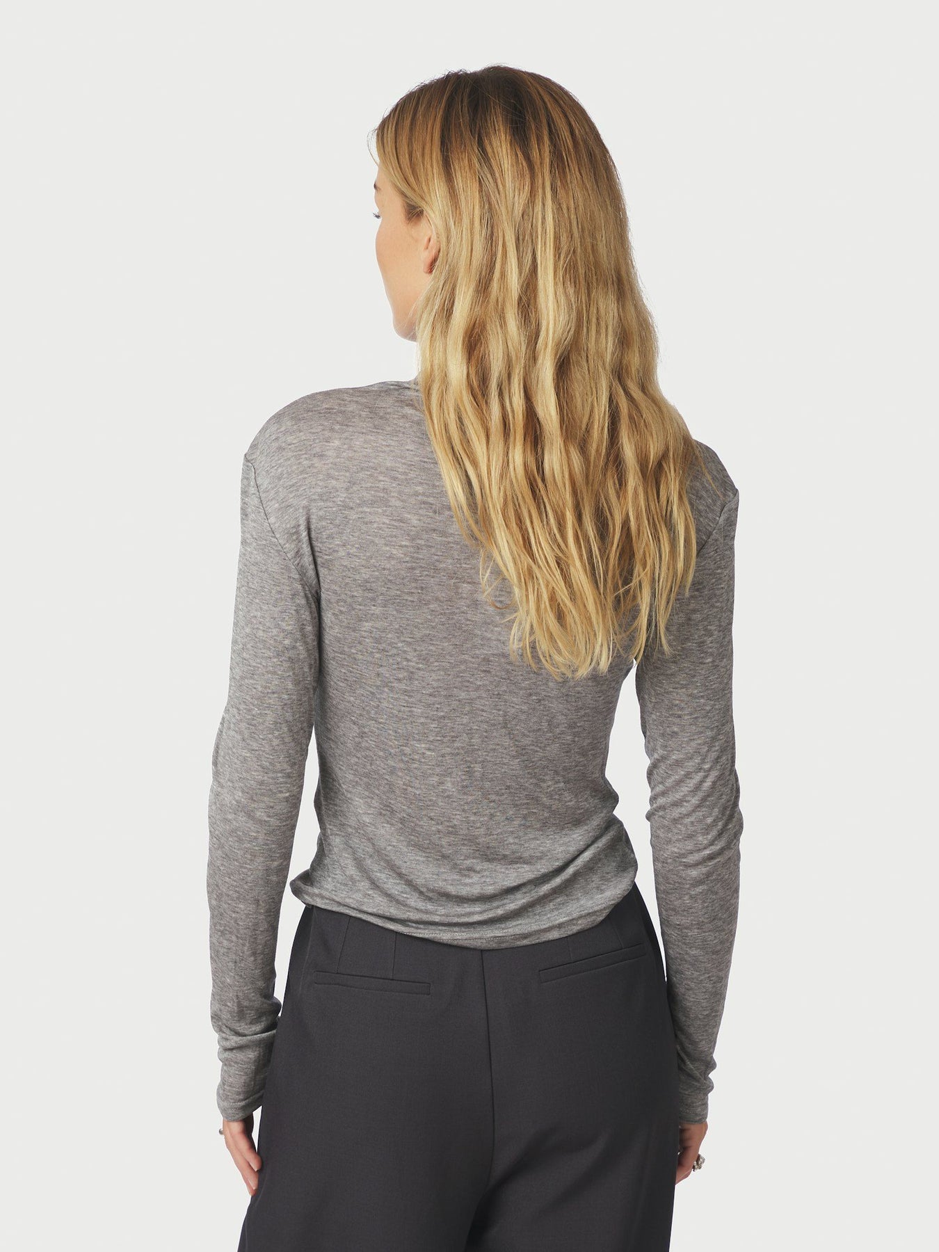 Teddu Fine Rib Blus - Antracit Melange