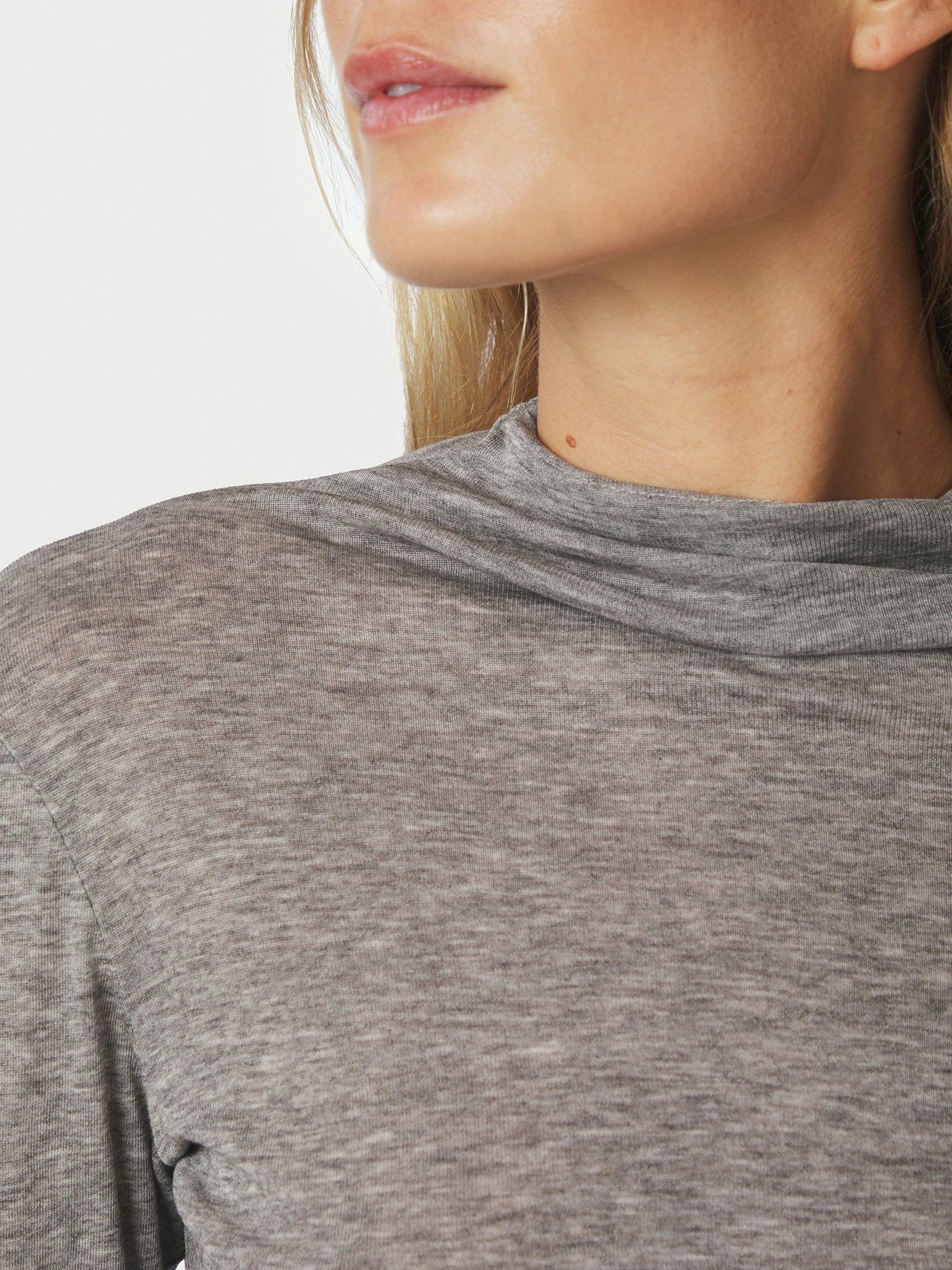 Teddu Fine Rib Blus - Antracit Melange