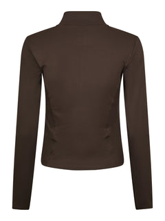 Nolana Zip Blouse - Chocolate Brown