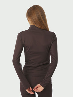 Nolana Zip Blouse - Chocolate Brown