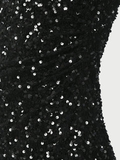 Fanya Velvet Sequins Dress - Black