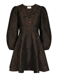 Milly Brocade Dress - Mörkbrun