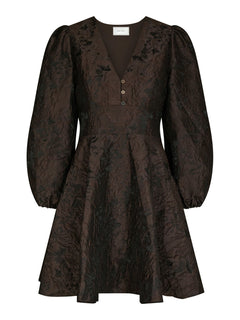 Milly Brocade Dress - Dark Brown