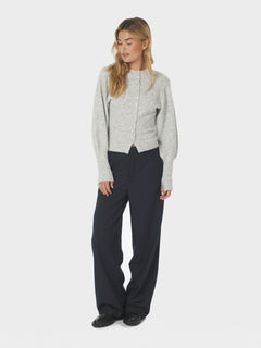 Briano Soft Knit Cardigan - Light Grey Melange