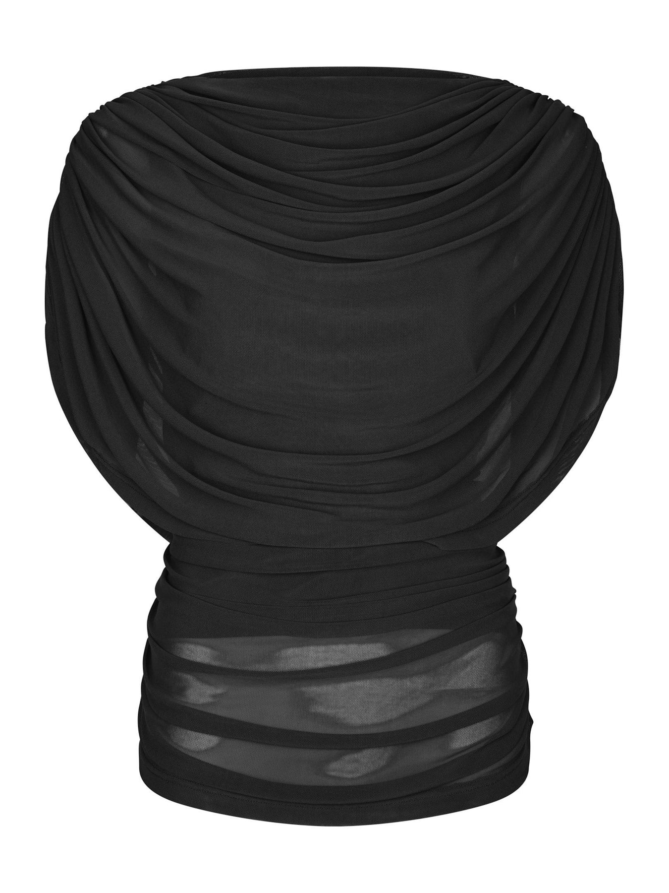 Cottuna Drapy Mesh Top - Black