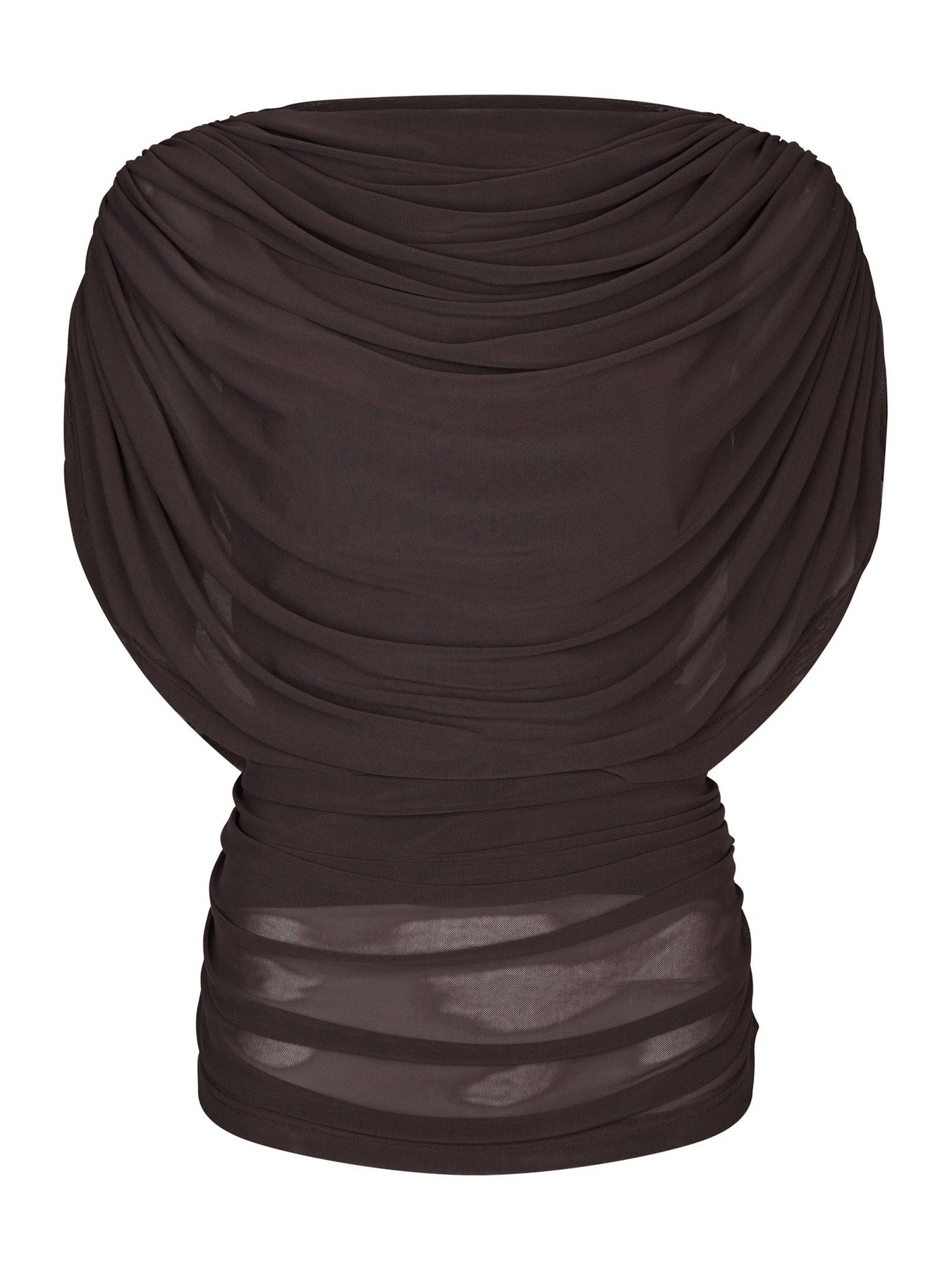 Cottuna Drapy Mesh Top - Brun
