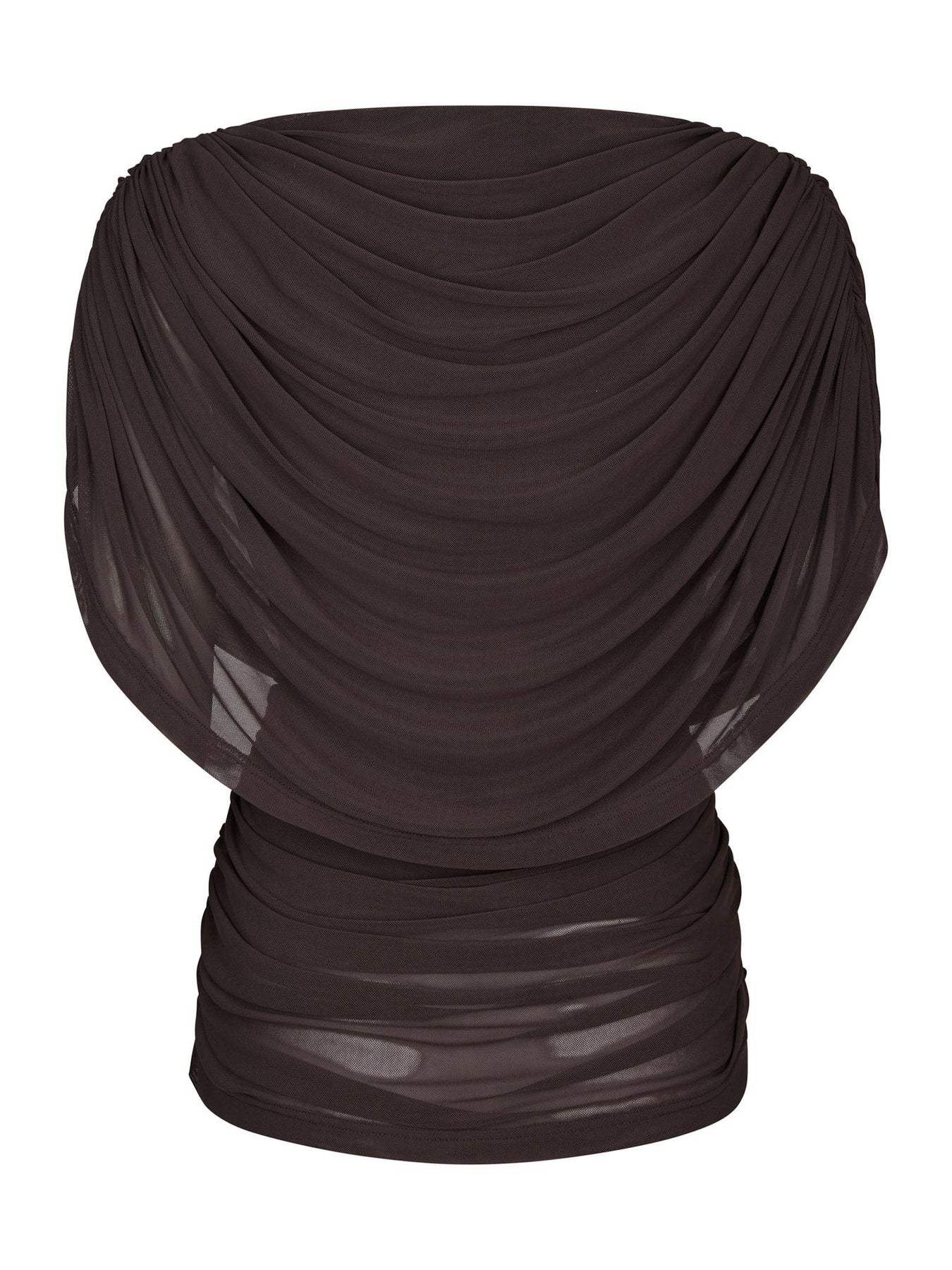 Cottuna Drapy Mesh Top - Brun