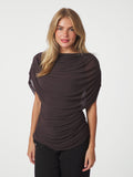 Cottuna Drapy Mesh Top - Brun