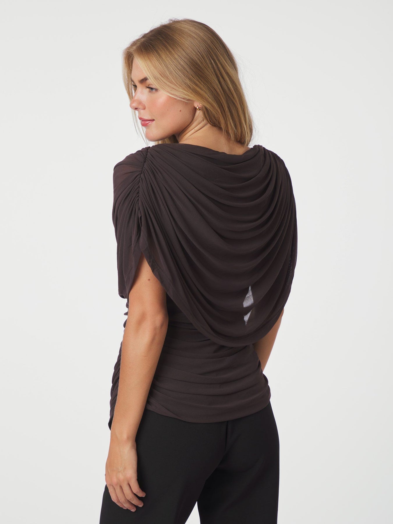 Cottuna Drapy Mesh Top - Brun