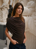 Cottuna Drapy Mesh Top - Brun