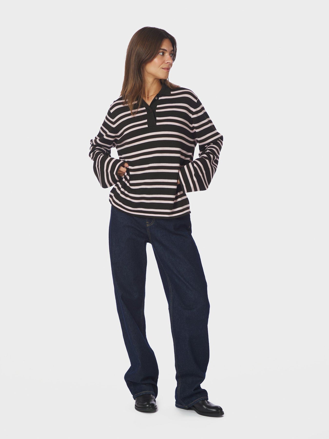 Mala Polo Knit Blouse - Mörkbrun