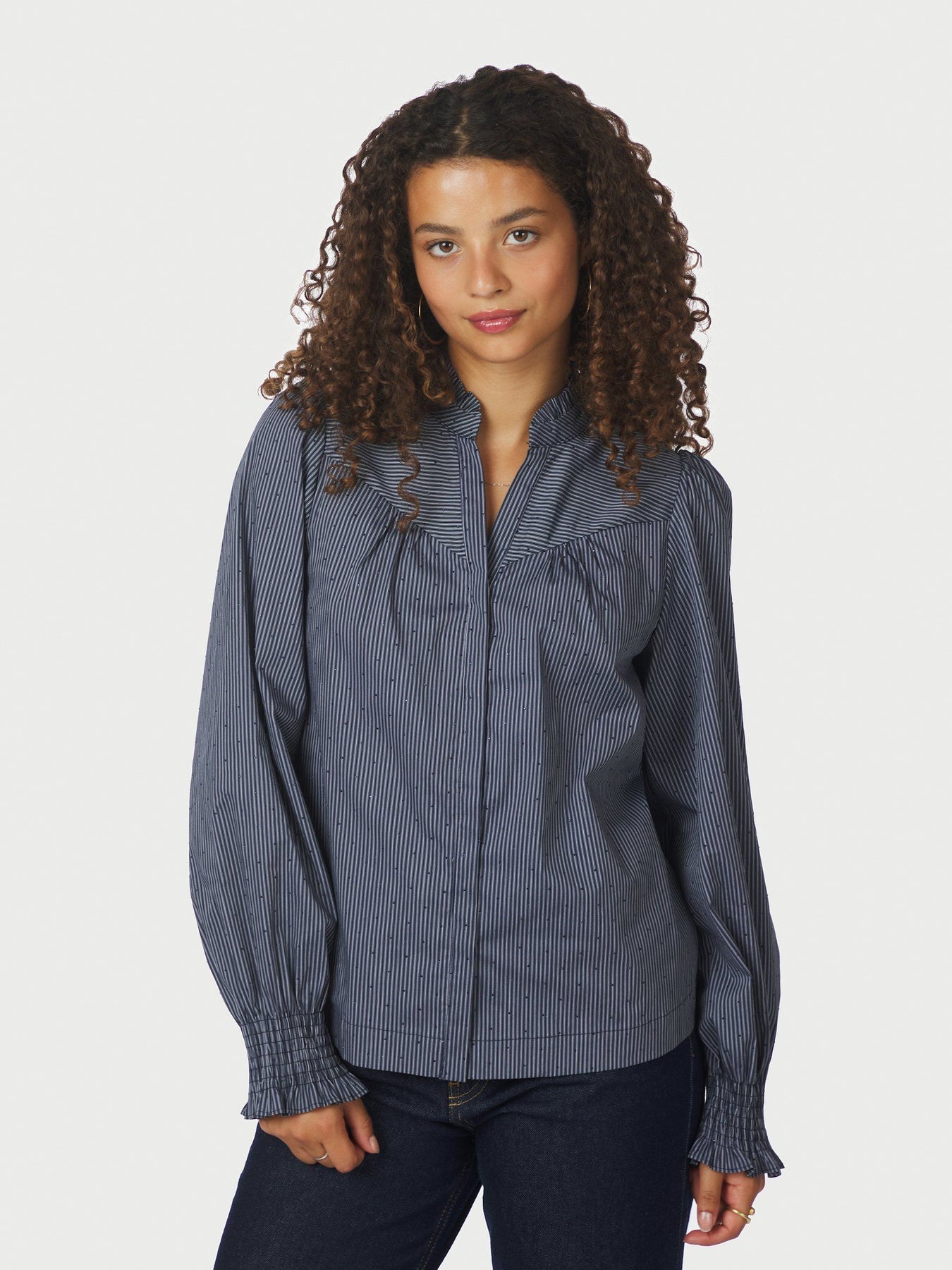 Astrida Stripe Stone Blus - Navy