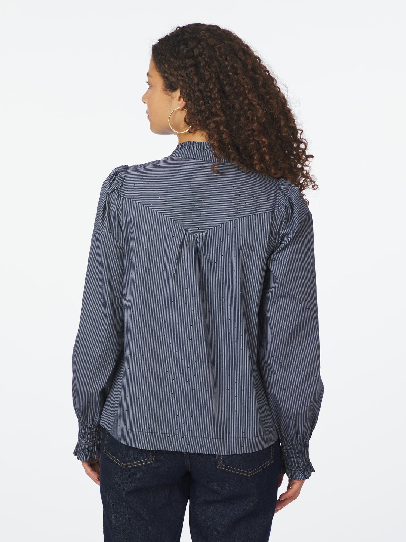 Astrida Stripe Stone Blus - Navy