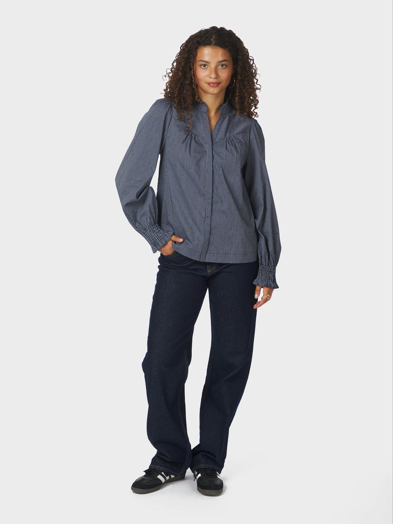 Astrida Stripe Stone Blus - Navy